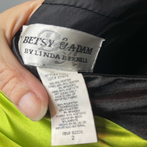 Betsy & Adam Size 2 Zebra Print Halter Gown with Lime Waist - Picture 8 of 10